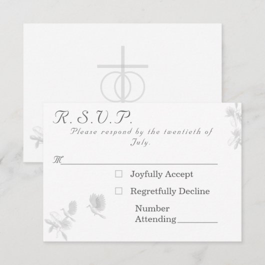 Nuptial Unity Katholieke Huwelijksreactiekaart RSVP Kaartje (Voorkant / Achterkant)