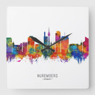 Nuremberg Germany Skyline Vierkante Klok