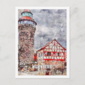 Nurnberg Duitsland Beroemde Reisplaats Waterverf Briefkaart (Voorkant)