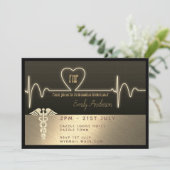 Nurse Afstudeer Uitnodiging FNP RN - Black Gold Me (Staand voorkant)