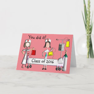 Nurse Afstuderen Kaarten Klasse van 2016 Roze
