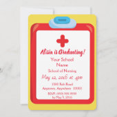 Nurse Afstuderen uitnodiging voor rode en gele the (Voorkant)