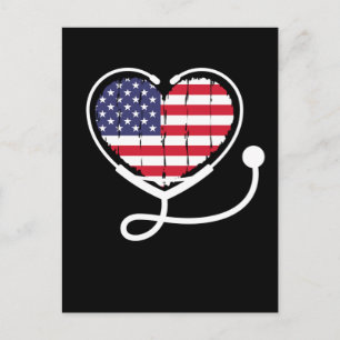 Nurse American Flag Stethoscope Women 4th July Briefkaart