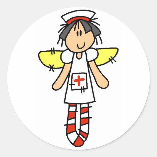 Nurse Angel Ronde Sticker (Voorkant)