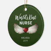 Nurse Angel Wings Heart Keepomwille Name Kerstmis Keramisch Ornament (Links)