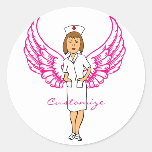 Nurse Angel Wings Thunder_Cove Ronde Sticker (Voorkant)