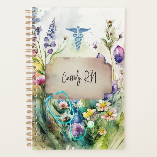 Nurse Boho Chic Wildflower Floral Cottcore Planner (Voorkant)