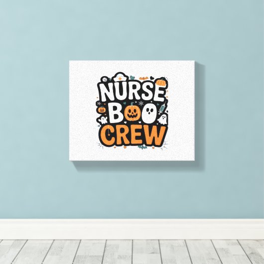 Nurse Boo Crew Halloween Healthcare Hero Spooky Canvas Afdruk (Insitu (Houten vloer))