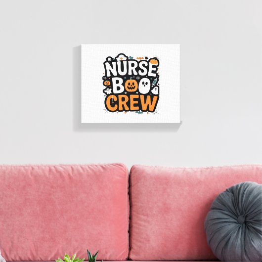 Nurse Boo Crew Halloween Healthcare Hero Spooky Canvas Afdruk (Insitu (Woonkamer))