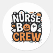Nurse Boo Crew Halloween Healthcare Hero Spooky Ronde Sticker (Voorkant)