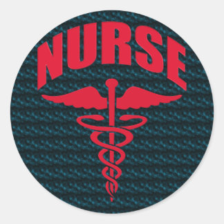 Nurse Caduceus Red Ronde Sticker