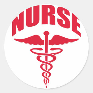 Nurse Caduceus Red Ronde Sticker