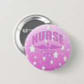 Nurse Caduceus roze Ronde Button 5,7 Cm (Voorkant /achterkant)