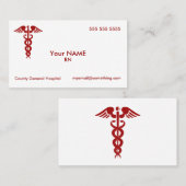 Nurse Caduceus White Visitekaartje (Voorkant / Achterkant)