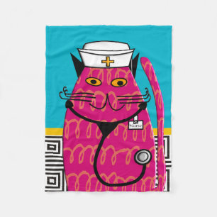Nurse Cat Fleece Blanket III Deken