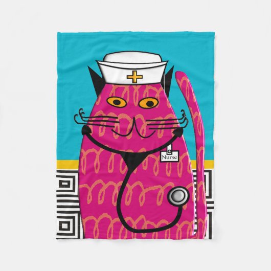 Nurse Cat Fleece Blanket III Deken (Voorkant)