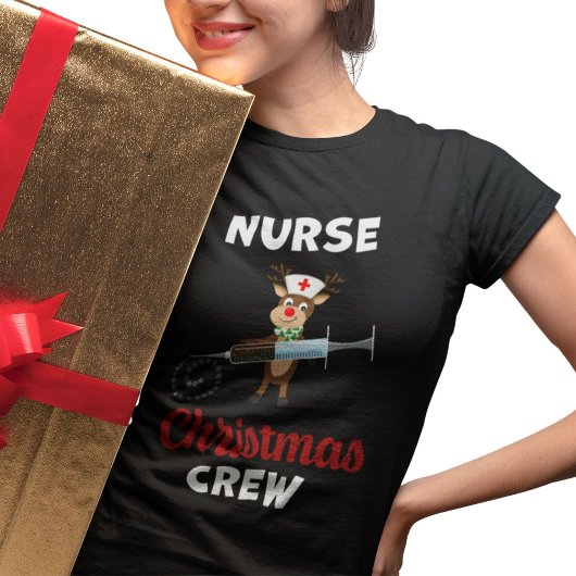 Nurse Christmas Crew Rendier Snowflake Spuit T-shirt
