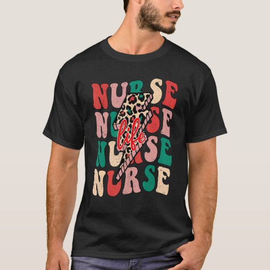 Nurse Christmas  Lightning Bolt Leopard Christmas  T-shirt (Voorkant)