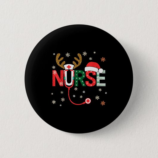 Nurse Christmas Stethoscope Nurses Xmas Ronde Button 5,7 Cm (Voorkant)
