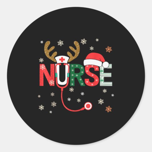 Nurse Christmas Stethoscope Nurses Xmas  Ronde Sticker (Voorkant)