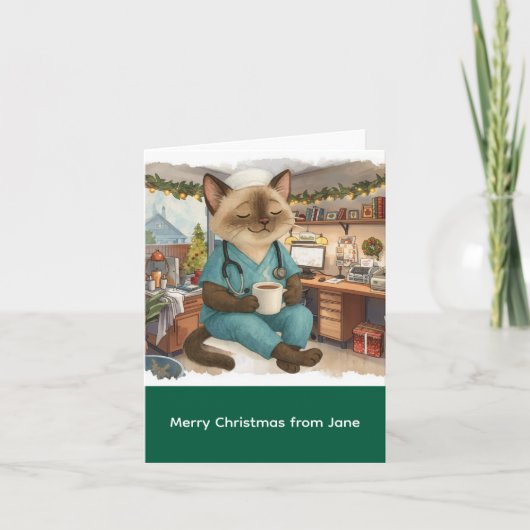 Nurse Christmas time at working place Kaart (Voorkant)