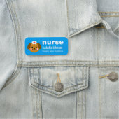 Nurse Custom Name Cute Dog Blue Naamplaatje (In situ)