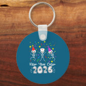 Nurse Dancing Skeleton New Year Crew 2026 Funny Er Sleutelhanger (Voorkant)