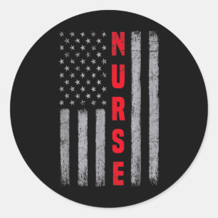 Nurse Distressed American Flag Design Nursing Ronde Sticker
