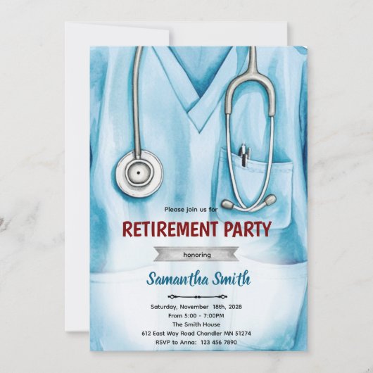 Nurse doctor retirement invitation kaart (Voorkant)