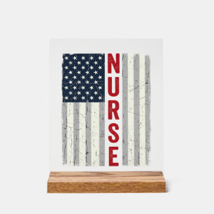 Nurse Drapeau Américain Vintage Gravure Design de