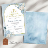 Nurse Dusty Blue Floral Afstuderen Kaart