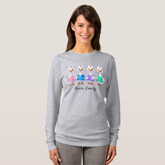 Nurse Emily Long Sleeve Gray Goose T-Shirt (Devant entier)