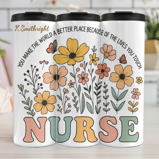 Nurse Floral Inspirational Quote Design Thermosbeker
