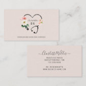 Nurse Floral Stethoscope Visitekaartje (Voorkant / Achterkant)