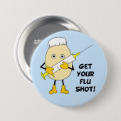 Nurse Flu Shot Egghead Ronde Button 7,6 Cm (Voorkant /achterkant)