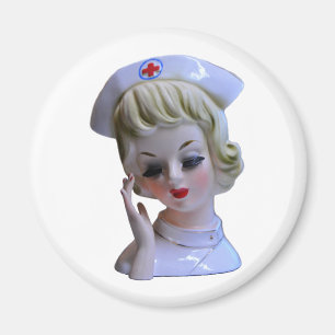 Nurse Front Line Hero Lady Head Vase Magneet
