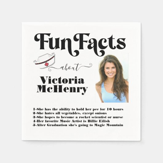 Nurse Fun Facts Afstuderen Foto Servet (Voorkant)