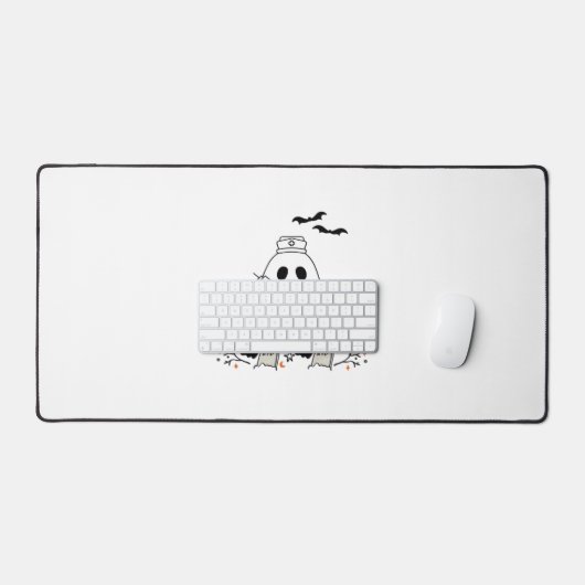 Nurse Ghost Schattige Halloween Design Classic T-s Bureaumat (Keyboard & Muis)