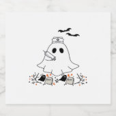 Nurse Ghost Schattige Halloween Design Classic T-s Sparkling Wijnetiket (Enkel label)