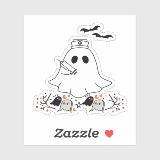 Nurse Ghost Schattige Halloween Design Classic T-s Sticker (Vel)
