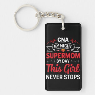 Nurse Gift CNA van nachtelijke supermoeder Sleutelhanger