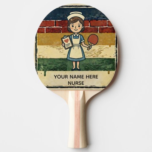Nurse Gift Custom Ping Pong Paddle, Name Drop, Med Tafeltennisbatje (Voorkant)