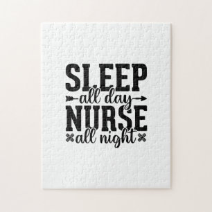 Nurse Gift Sleep All Day Nurse All Night Legpuzzel