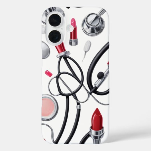 Nurse Glam - Stethoscoop & Lipstick Pattern Case-Mate iPhone Case (Achterkant)