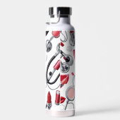 Nurse Glam - Stethoscoop & Lipstick Pattern Waterfles (Rechts)