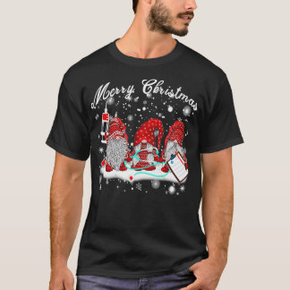 Nurse Gnomes Santa Kerstlight T-shirt