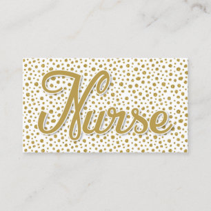 Nurse Gold Stippen - Gold White Faux Glitter Visitekaartje