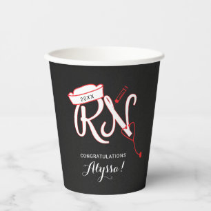 Nurse graduatie party, RN chalkboard red Papieren Bekers