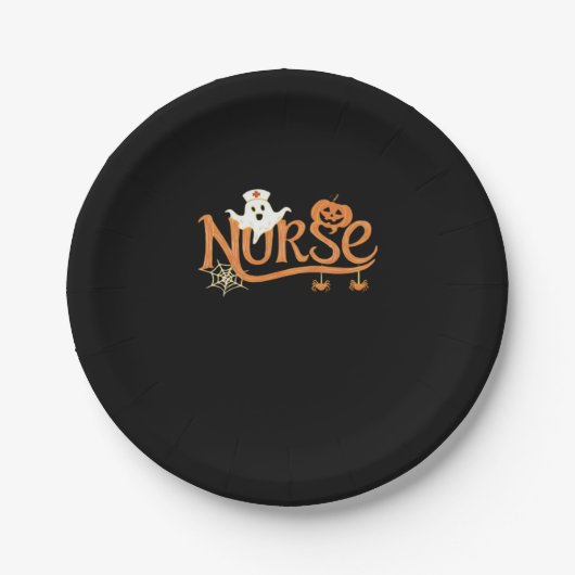 Nurse Halloween Cute Ghost and Pumpkin Essential T Papieren Bordje (Voorkant)