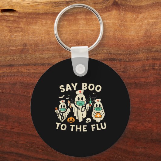Nurse Halloween Ghost Crew Vaccine Say Boo To The Sleutelhanger (Voorkant)
